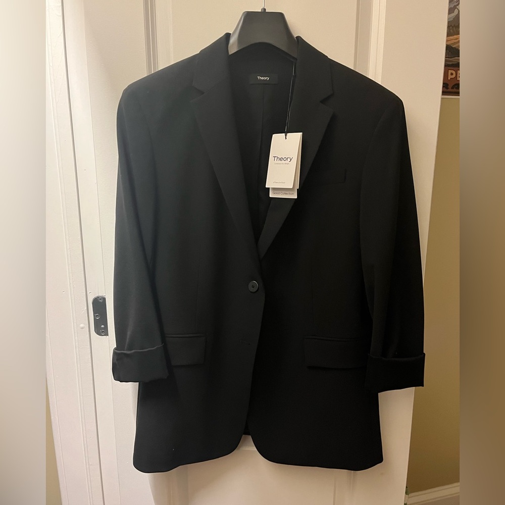 Theory Rolled Sleeve Boyfriend Blazer Jacket